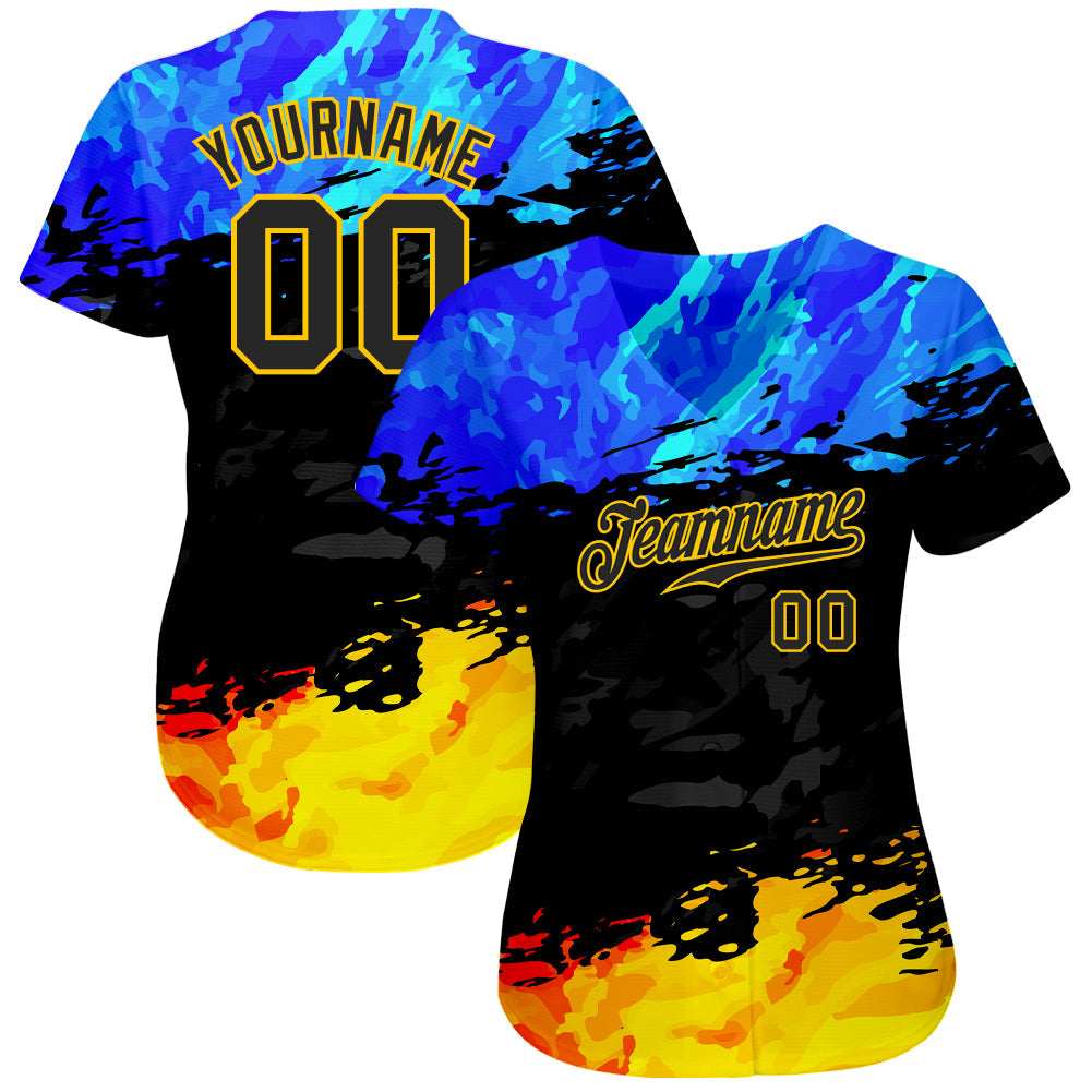 Custom 3D pattern design fade authentic baseball jersey with free shipping4