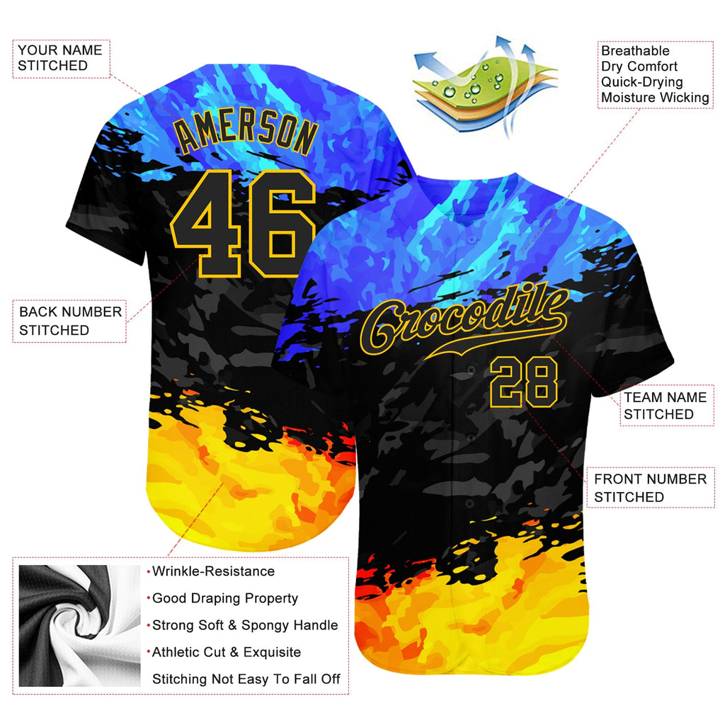Custom 3D pattern design fade authentic baseball jersey with free shipping3