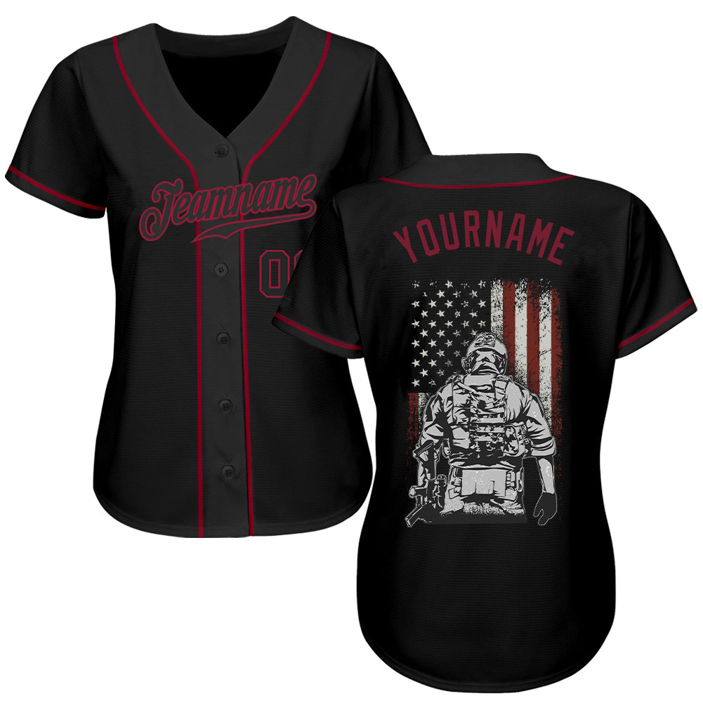 Custom 3D Pattern Design American Soldier Battlefield Authentic Baseball Jersey with Free Shipping3