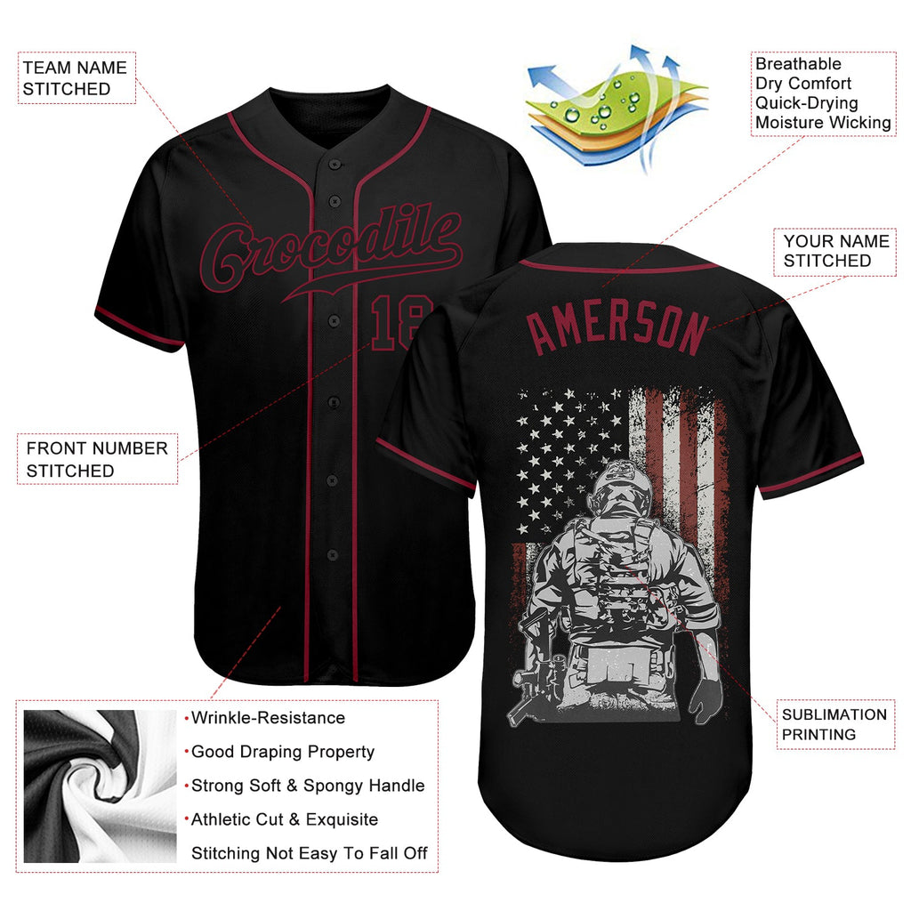 Custom 3D Pattern Design American Soldier Battlefield Authentic Baseball Jersey with Free Shipping4