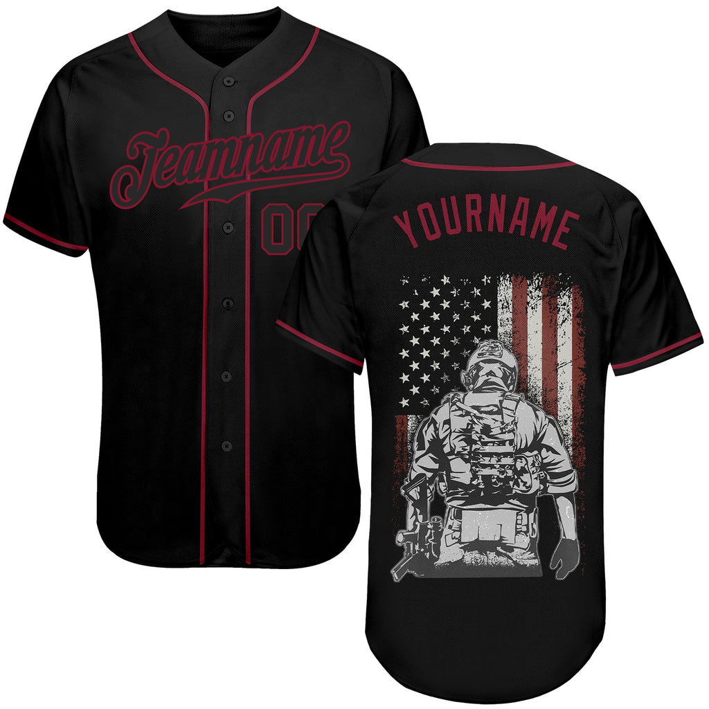 Custom 3D Pattern Design American Soldier Battlefield Authentic Baseball Jersey with Free Shipping0