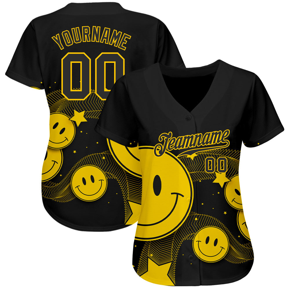 Custom 3D pattern design baseball jersey with smile emoji, authentic and with free shipping3