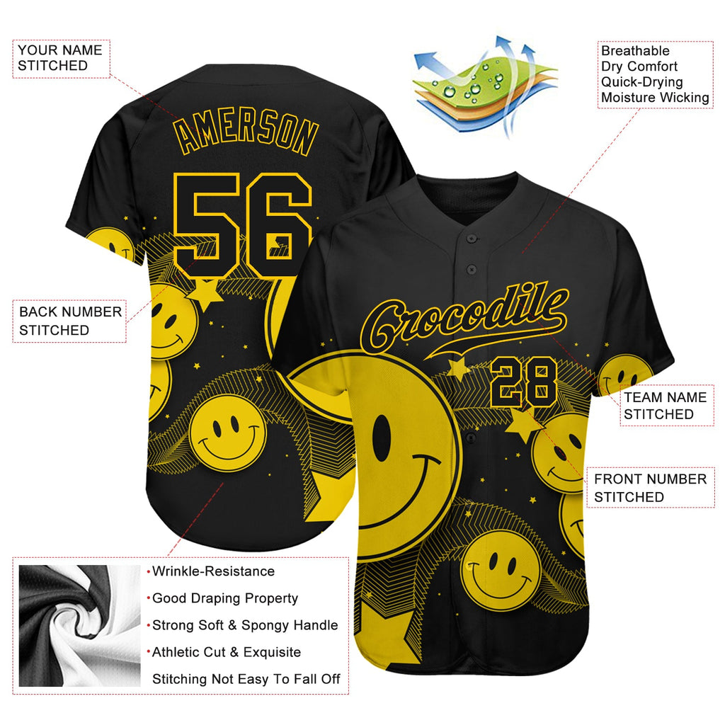 Custom 3D pattern design baseball jersey with smile emoji, authentic and with free shipping2