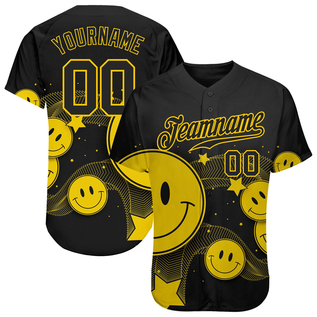 Custom 3D pattern design baseball jersey with smile emoji, authentic and with free shipping0