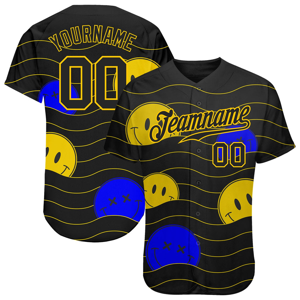 Custom 3D pattern design baseball jersey with smile emoji, authentic and with free shipping4