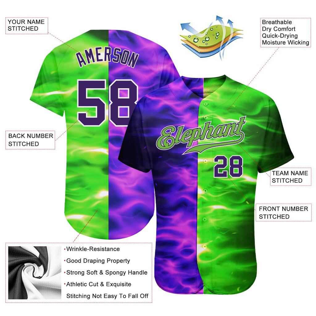 Custom 3D pattern design with flame burning red hot sparks for BBQ season authentic baseball jersey with free shipping0