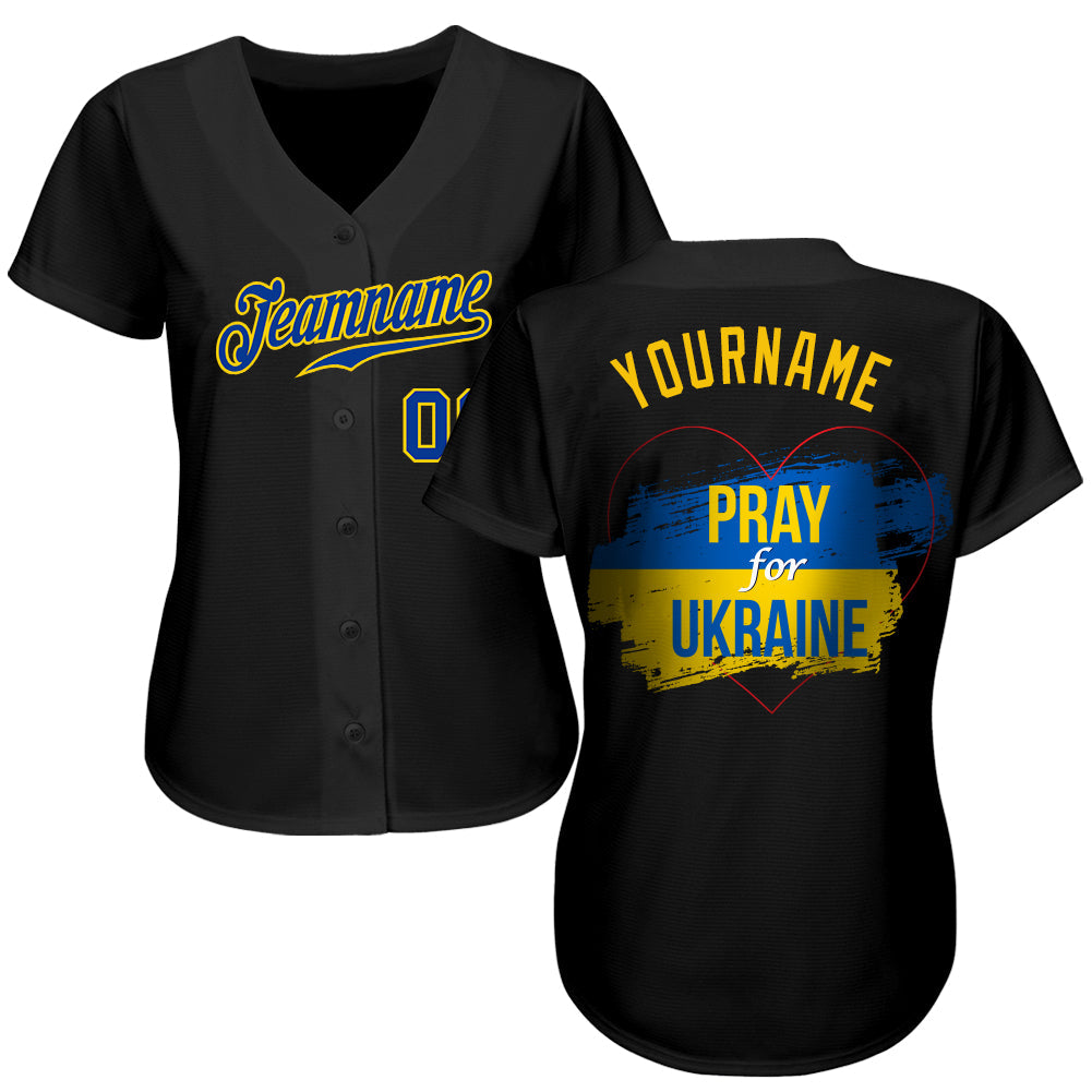 Custom 3D pattern design authentic baseball jersey with Pray for Ukraine peace message and free shipping1