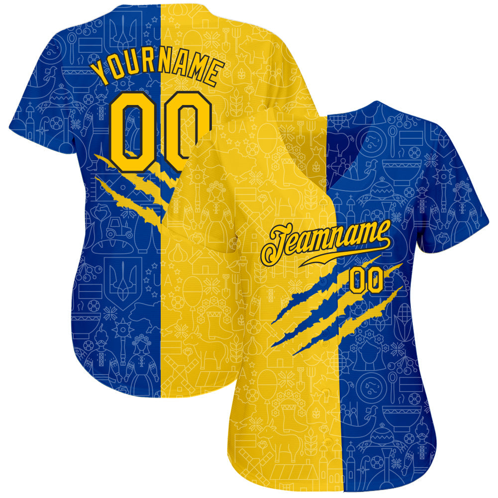 Custom 3D pattern design authentic Ukrainian flag baseball jersey with free shipping1