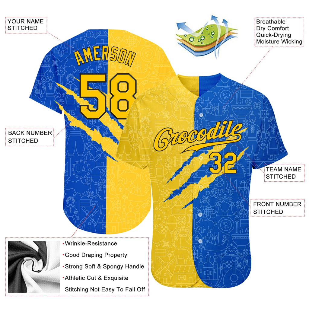 Custom 3D pattern design authentic Ukrainian flag baseball jersey with free shipping2