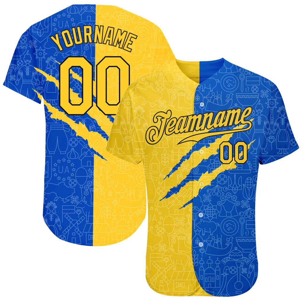 Custom 3D pattern design authentic Ukrainian flag baseball jersey with free shipping4