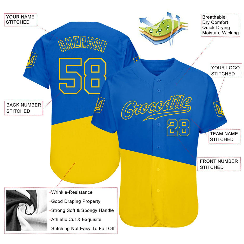 Custom 3D pattern design baseball jersey featuring Ukrainian flag and coat of arms with authentic detailing and free shipping0