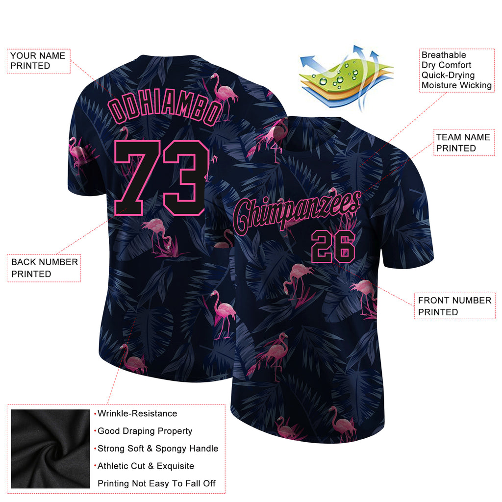 Custom 3D pattern design flamingo performance t-shirt with free shipping4