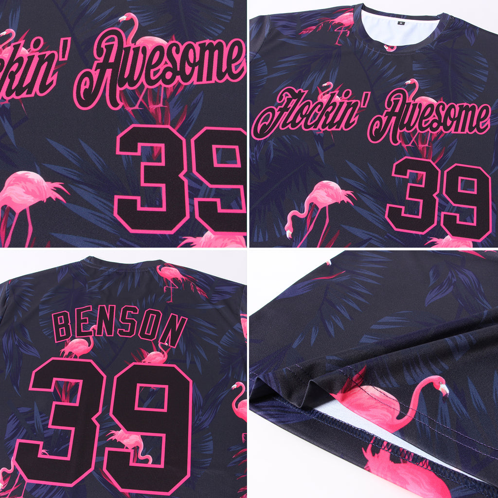 Custom 3D pattern design flamingo performance t-shirt with free shipping2