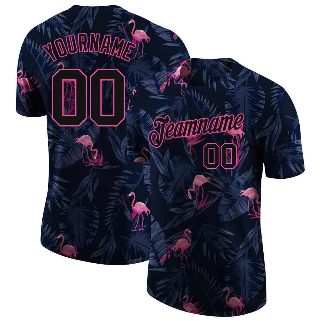 Custom 3D pattern design flamingo performance t-shirt with free shipping3