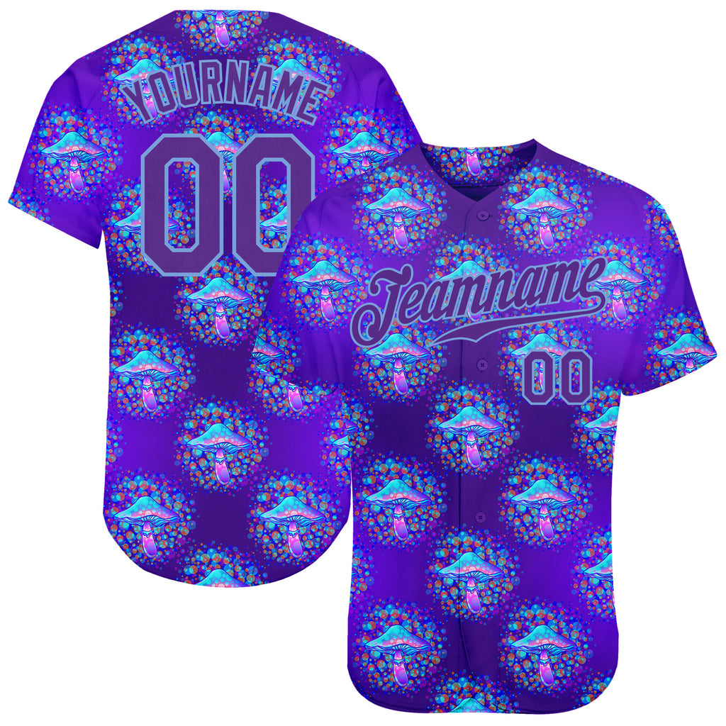 Custom 3D Pattern Design Magic Mushrooms Psychedelic Hallucination Authentic Baseball Jersey1