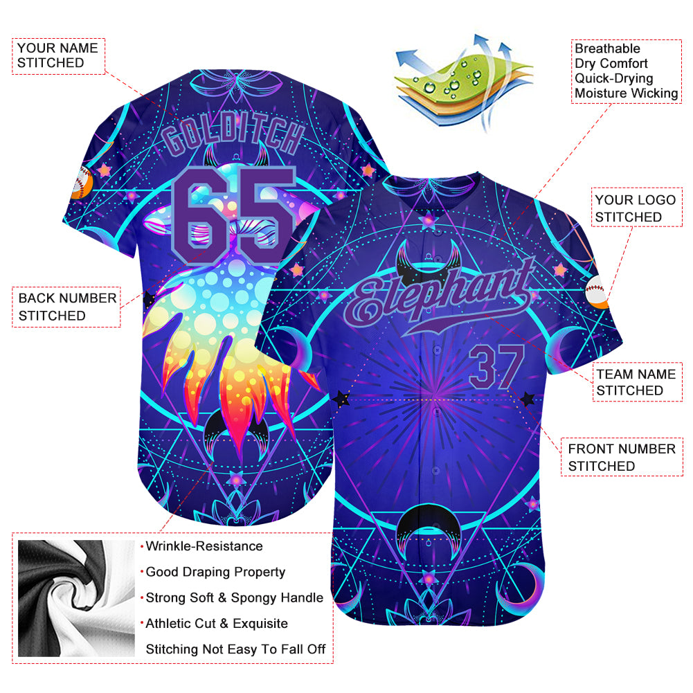 Custom 3D pattern design baseball jersey featuring magic mushrooms over sacred geometry, psychedelic hallucination theme with free shipping1