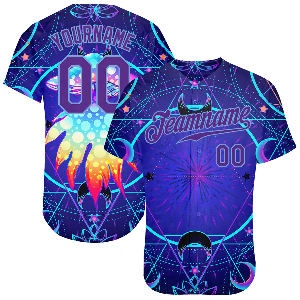 Custom 3D pattern design baseball jersey featuring magic mushrooms over sacred geometry, psychedelic hallucination theme with free shipping2