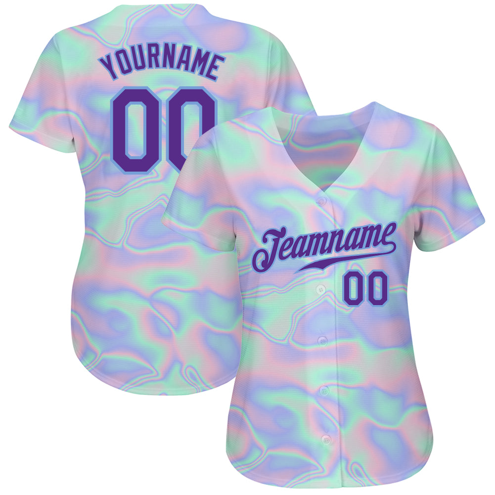 Custom 3D Pattern Design Abstract Trendy Holographic Vaporwave Style Authentic Baseball Jersey2