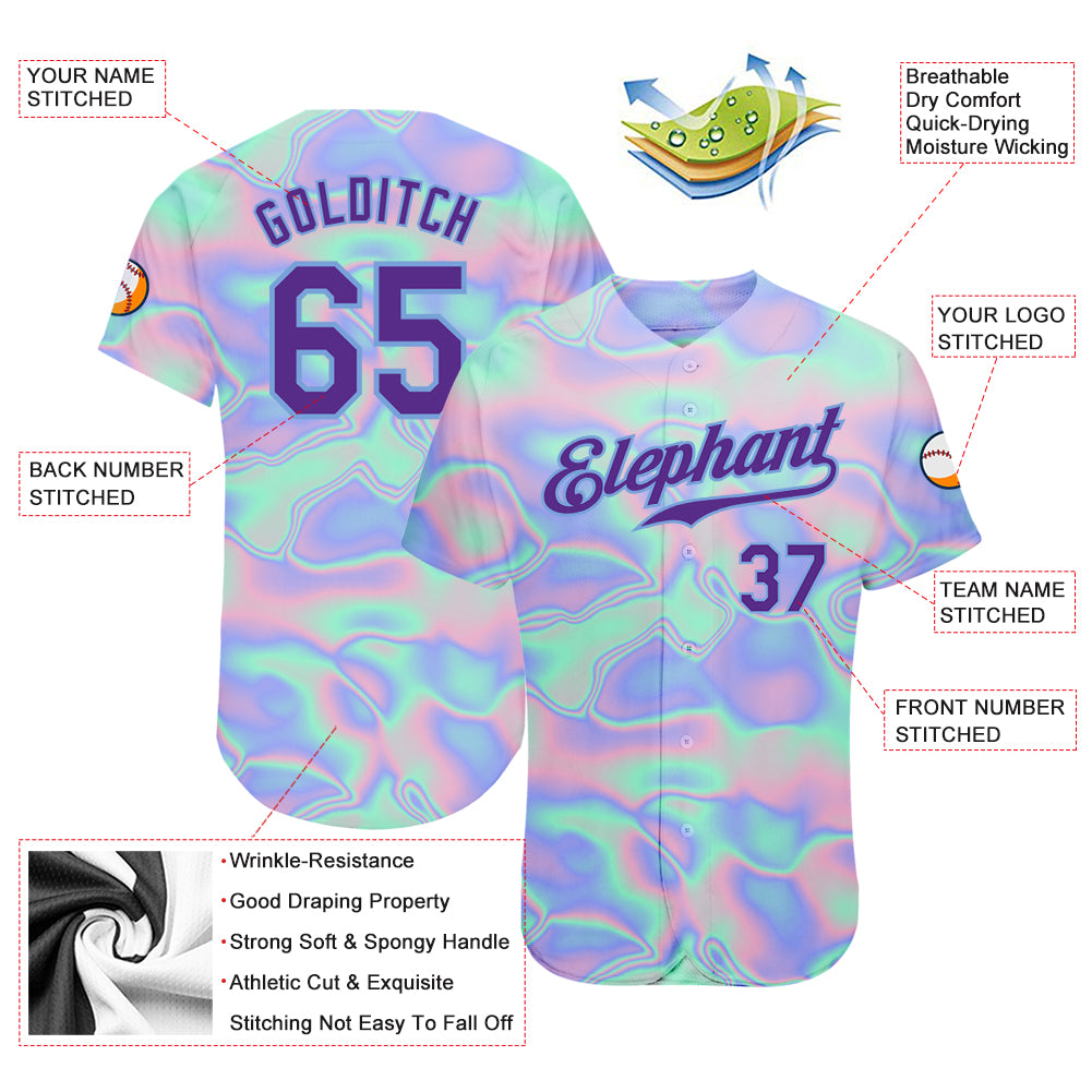 Custom 3D Pattern Design Abstract Trendy Holographic Vaporwave Style Authentic Baseball Jersey1