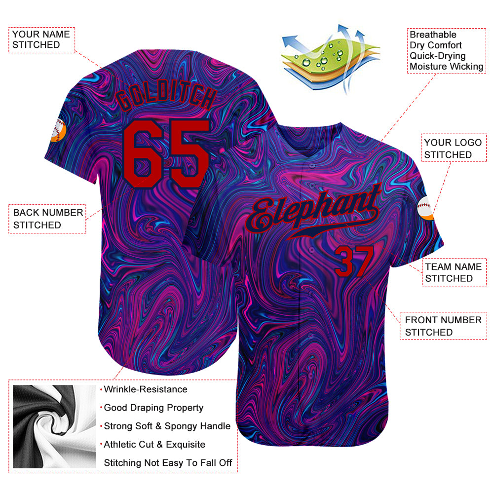 Custom 3D pattern design abstract interweaving curved fluid art authentic baseball jersey with free shipping3