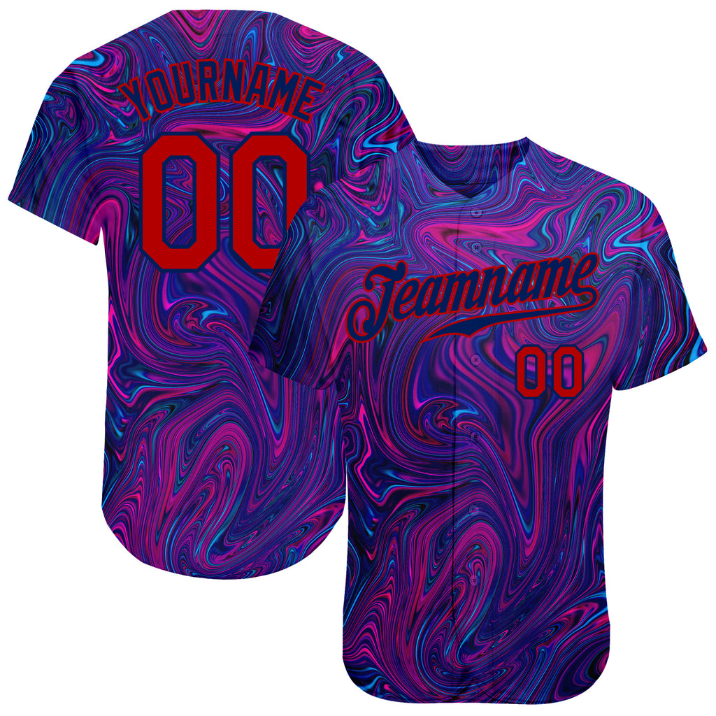 Custom 3D pattern design abstract interweaving curved fluid art authentic baseball jersey with free shipping0