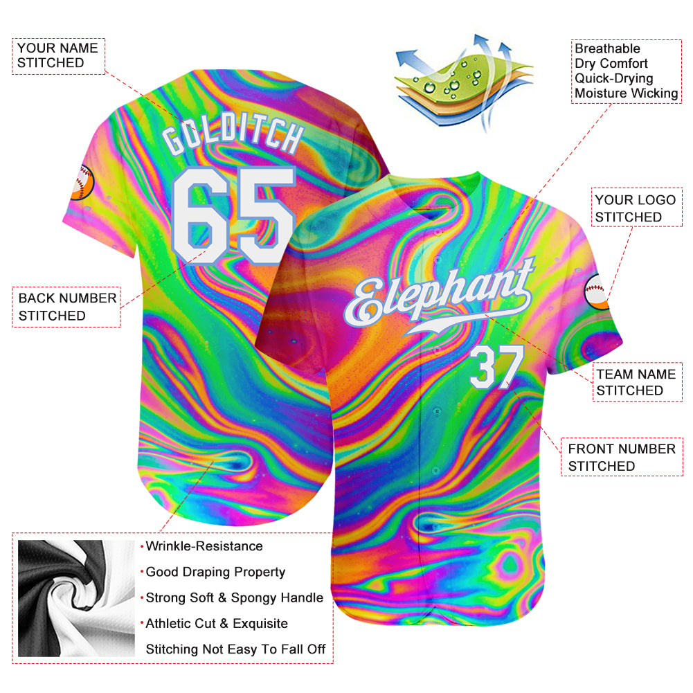 Custom 3D Pattern Design Abstract Colorful Psychedelic Fluid Art Authentic Baseball Jersey