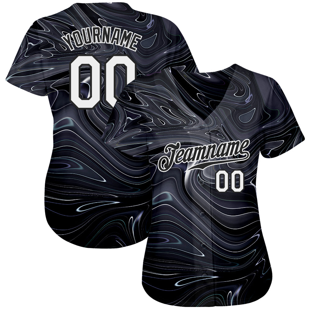 Custom 3D Pattern Design Abstract Liquid Marbling Fluid Art on Authentic Baseball Jersey with Free Shipping0