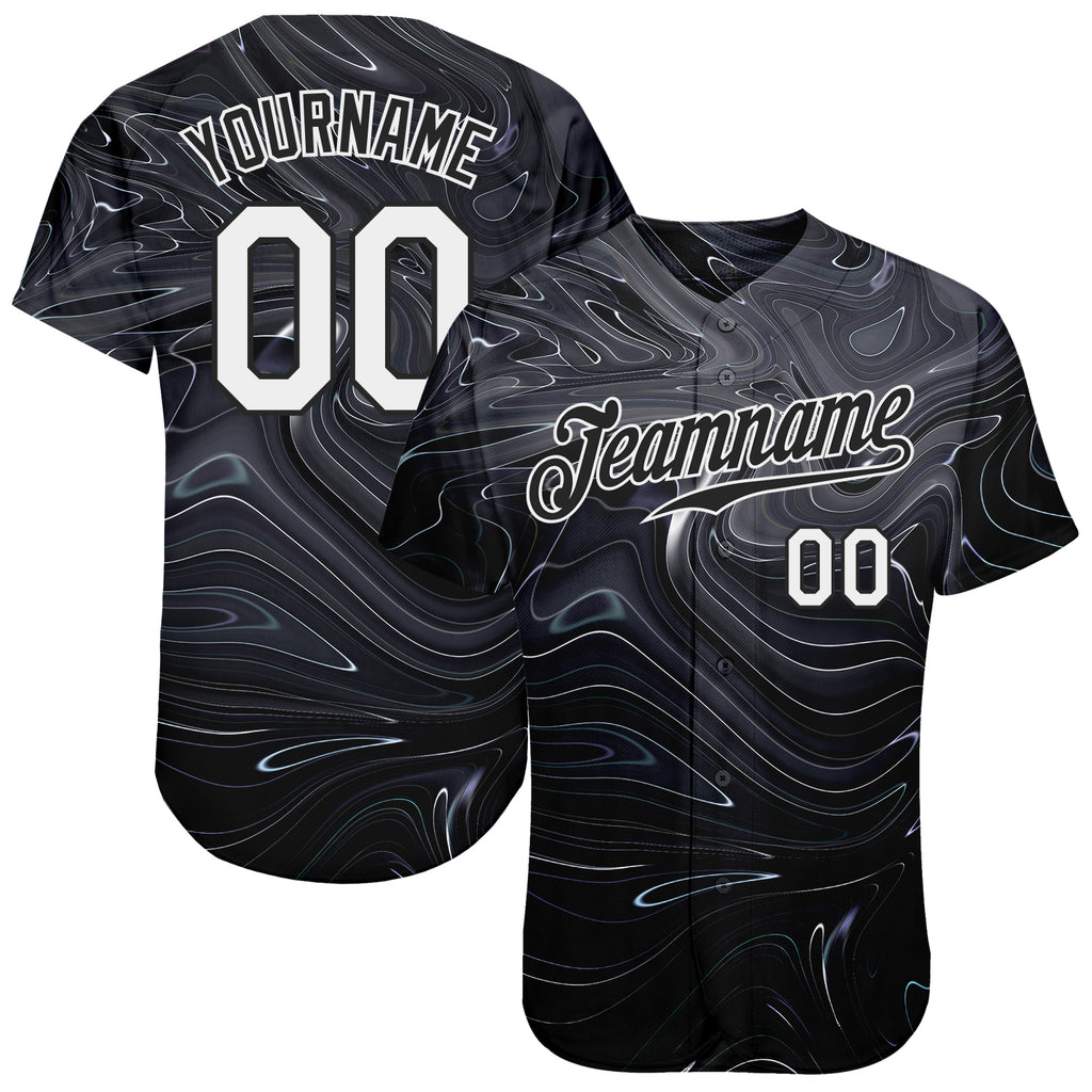 Custom 3D Pattern Design Abstract Liquid Marbling Fluid Art on Authentic Baseball Jersey with Free Shipping1