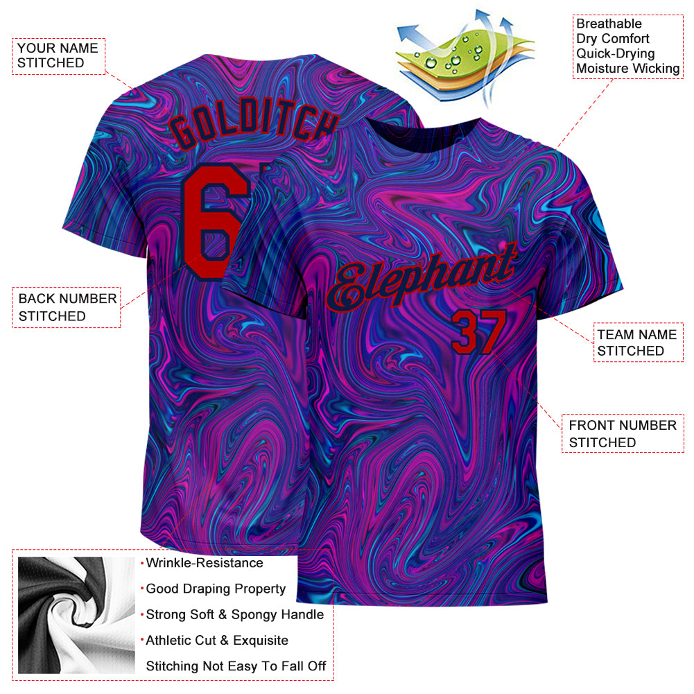 Custom 3D pattern design t-shirt with abstract interweaving curved fluid art, free shipping3