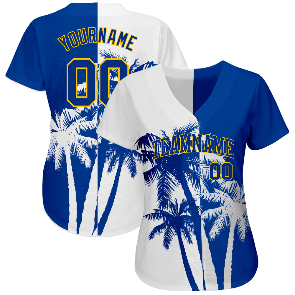 Custom 3D pattern design authentic baseball jersey with Hawaii coconut trees print and free shipping1