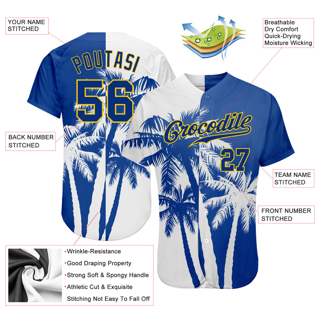 Custom 3D pattern design authentic baseball jersey with Hawaii coconut trees print and free shipping3