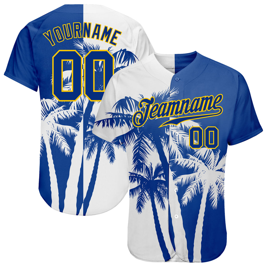Custom 3D pattern design authentic baseball jersey with Hawaii coconut trees print and free shipping2
