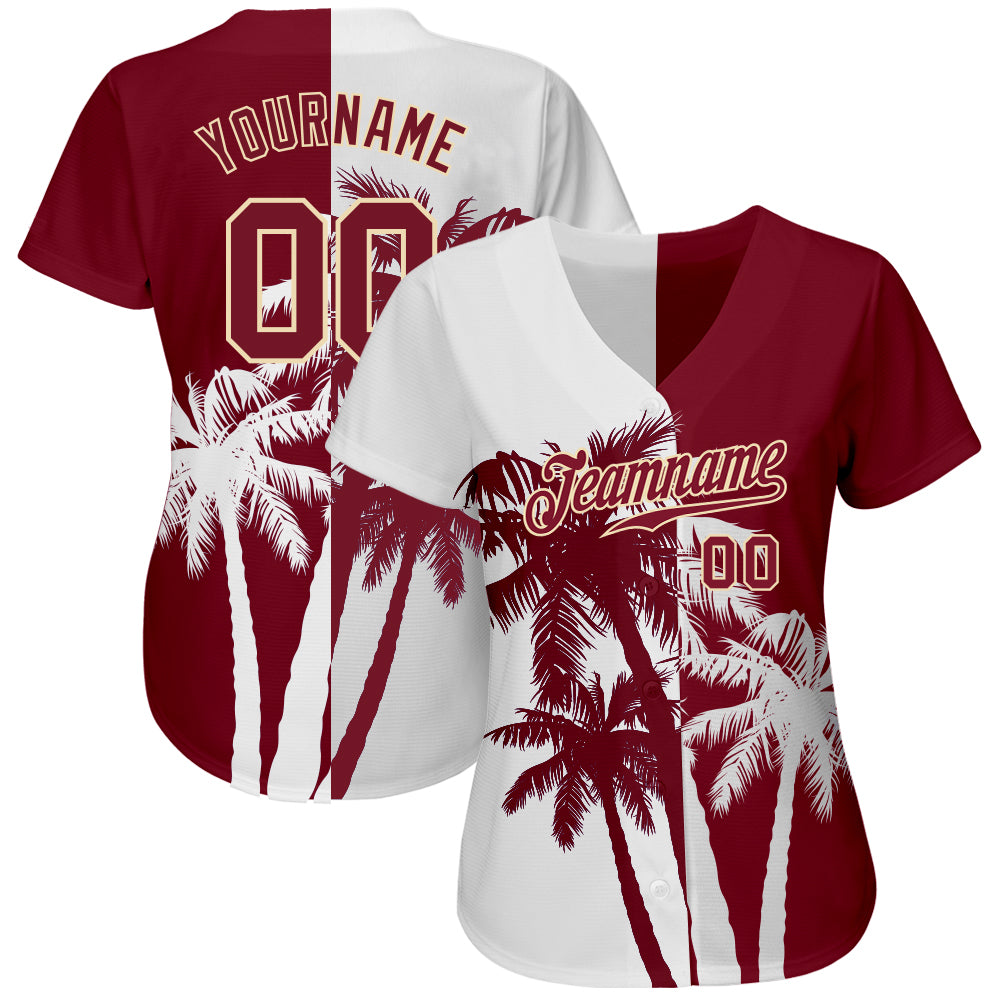 Custom 3D pattern design authentic baseball jersey with Hawaii coconut trees print and free shipping4