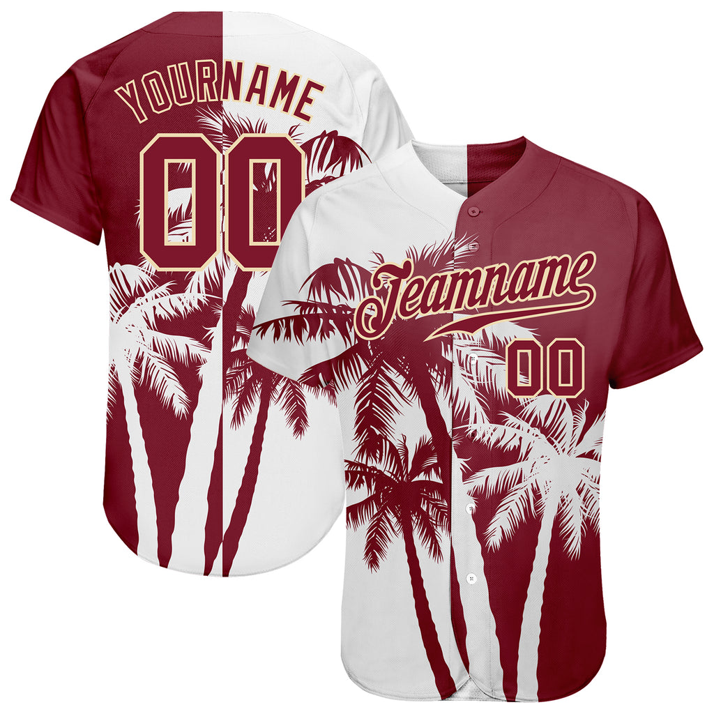 Custom 3D pattern design authentic baseball jersey with Hawaii coconut trees print and free shipping1