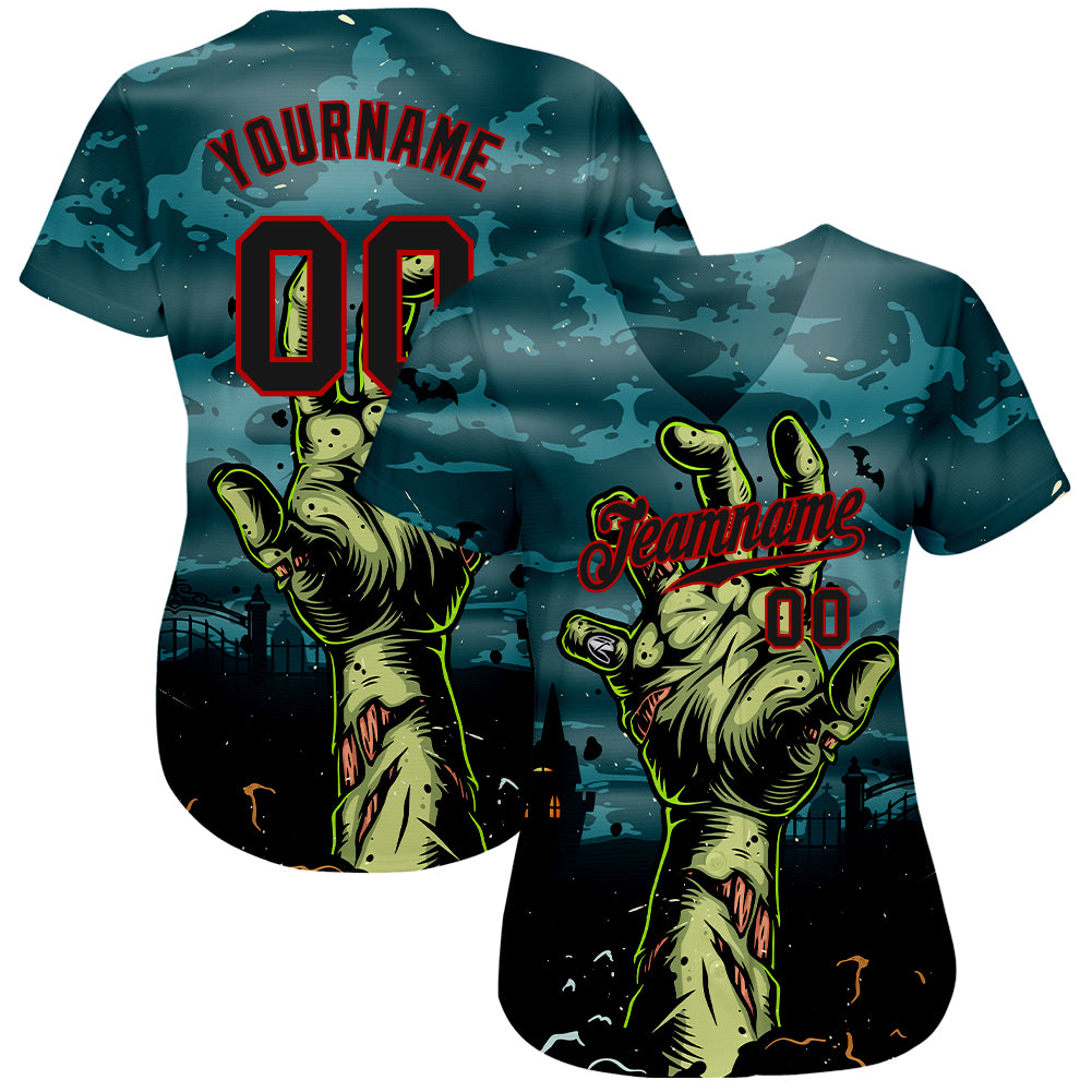 Custom 3D Pattern Halloween Horror Night Trick Treat Authentic Baseball Jersey with Free Shipping2