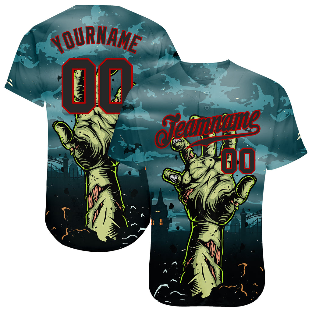 Custom 3D Pattern Halloween Horror Night Trick Treat Authentic Baseball Jersey with Free Shipping4