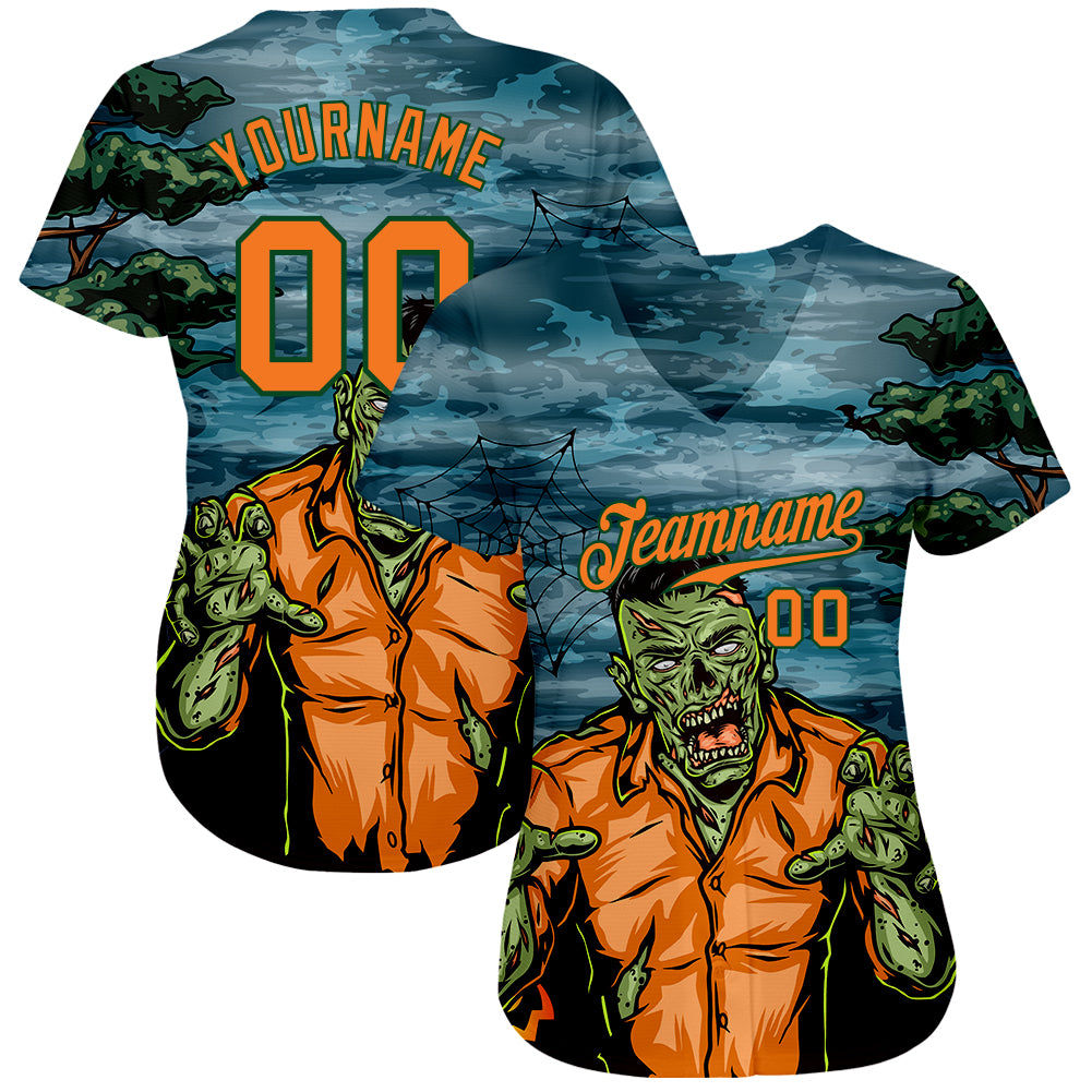 Custom 3D Pattern Halloween Trick Treat Horror Night Authentic Baseball Jersey with Free Shipping3