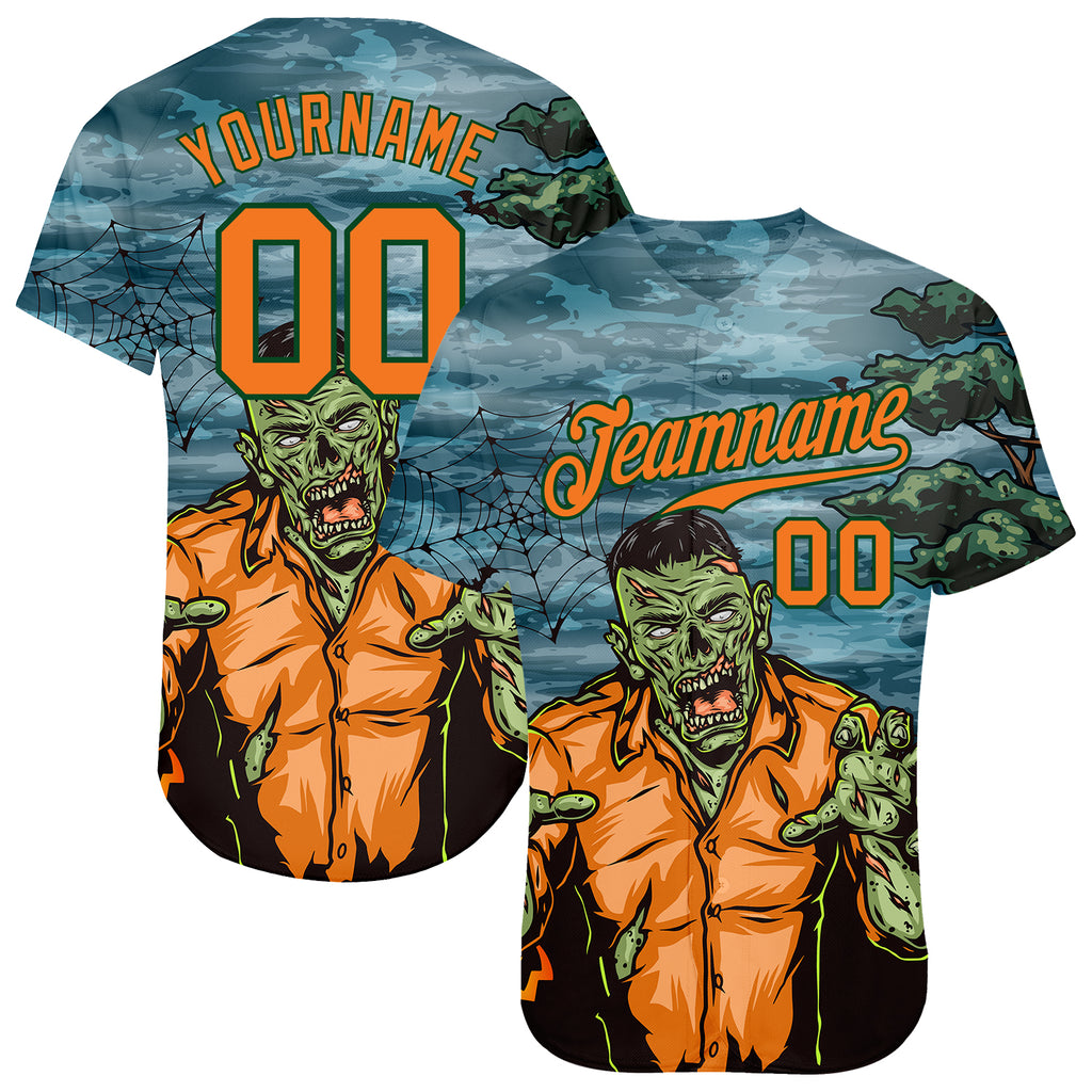 Custom 3D Pattern Halloween Trick Treat Horror Night Authentic Baseball Jersey with Free Shipping2