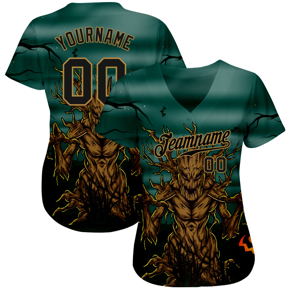 Custom 3D Pattern Halloween Trick Treat Horror Night Authentic Baseball Jersey with Free Shipping0