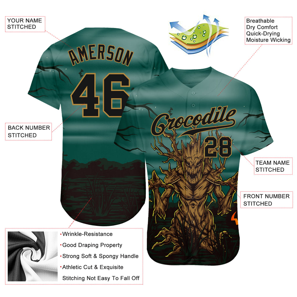 Custom 3D Pattern Halloween Trick Treat Horror Night Authentic Baseball Jersey with Free Shipping1