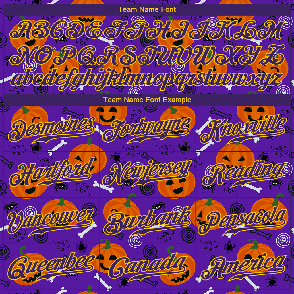 Custom 3D pattern Halloween pumpkins authentic baseball jersey with free shipping1