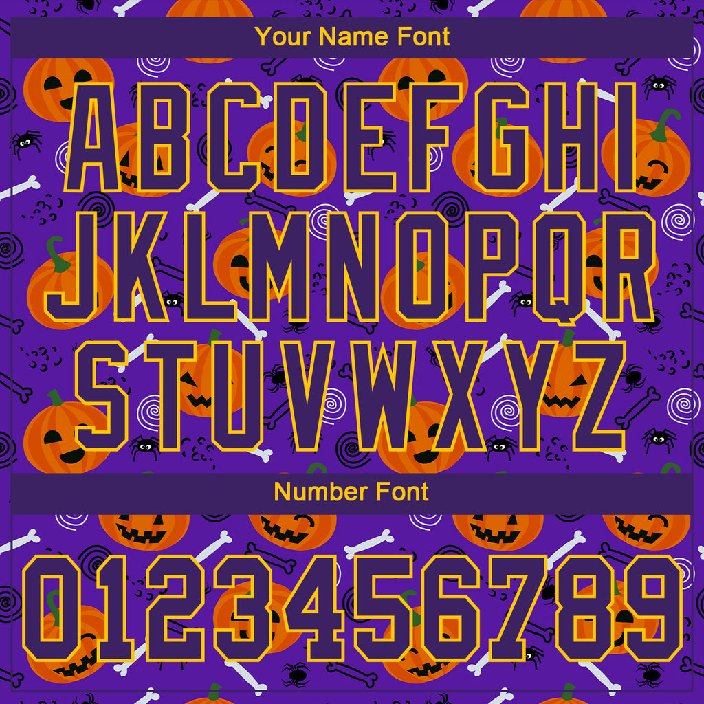Custom 3D pattern Halloween pumpkins authentic baseball jersey with free shipping0