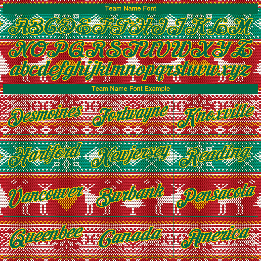 Custom Stitched Red Kelly Green-Gold 3D Christmas Reindeers Sports Pullover Sweatshirt Hoodie