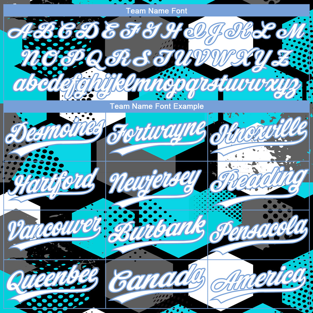 Custom Teal White-Light Blue 3D Pattern Design Authentic Baseball Jersey