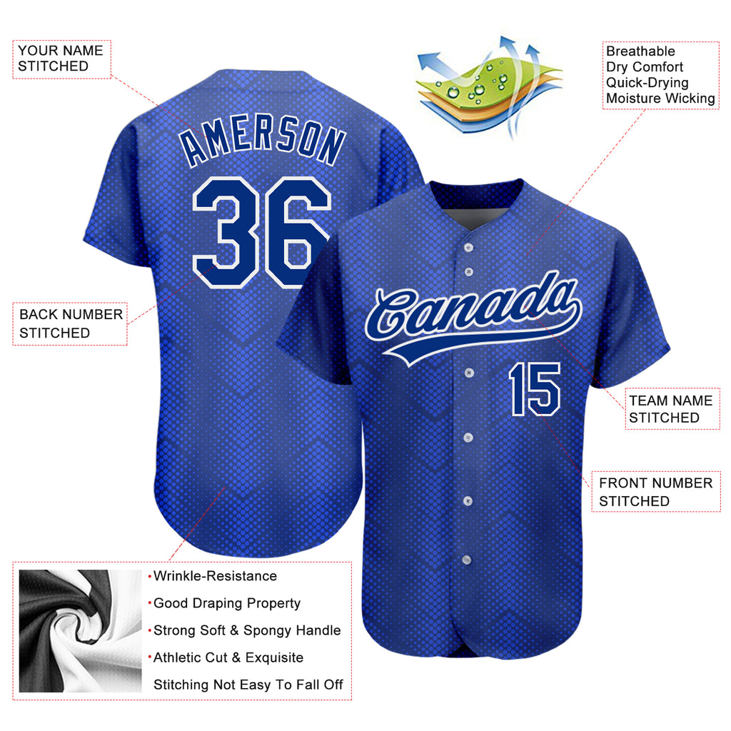 Custom Royal Royal-Navy 3D Pattern Design Authentic Baseball Jersey