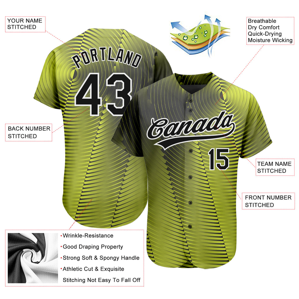 Custom Gold Black-White 3D Pattern Design Authentic Baseball Jersey