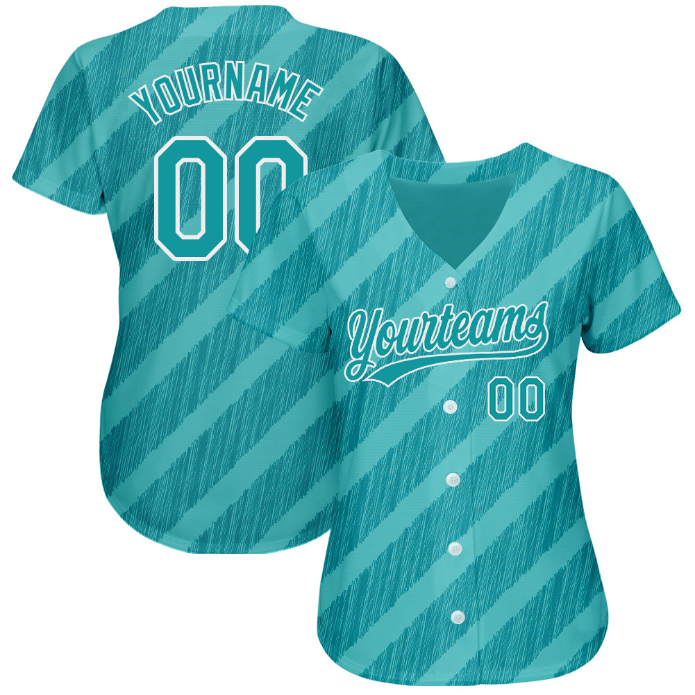 Custom Aqua Teal-White Baseball Jersey with 3D Pattern Design and Authentic Look, Free Shipping0
