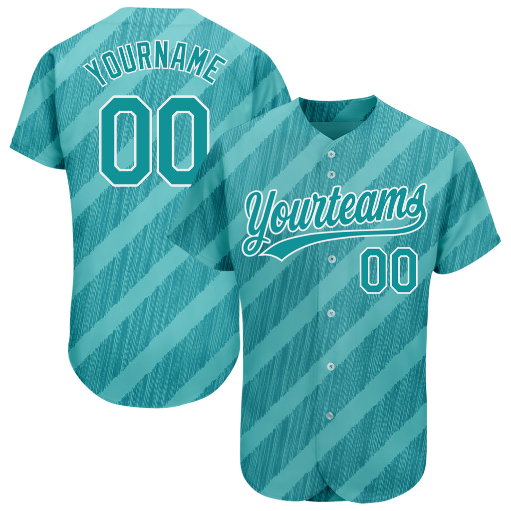 Custom Aqua Teal-White Baseball Jersey with 3D Pattern Design and Authentic Look, Free Shipping1