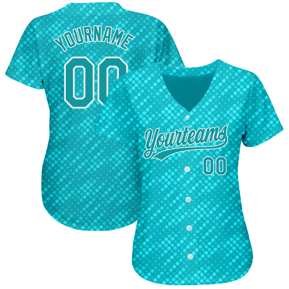 Custom Aqua Teal-White Baseball Jersey with 3D Pattern Design and Authentic Look, Free Shipping3