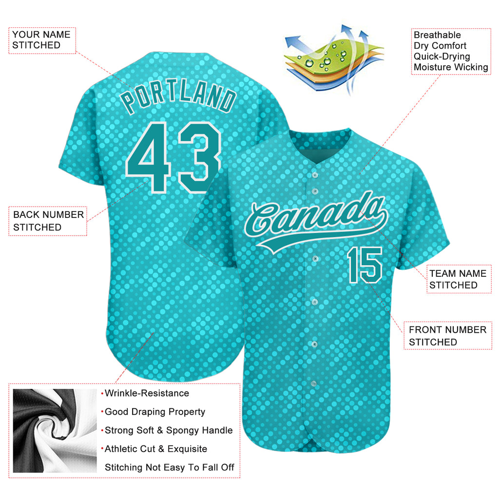 Custom Aqua Teal-White Baseball Jersey with 3D Pattern Design and Authentic Look, Free Shipping4